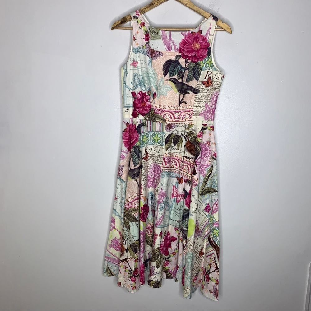 Siri 6 Fit N Flair Sleeveless Dress Floralbird‎ Print CP4029